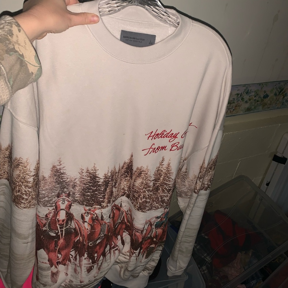 Budweiser Christmas Abercrombie crewneck RARE!